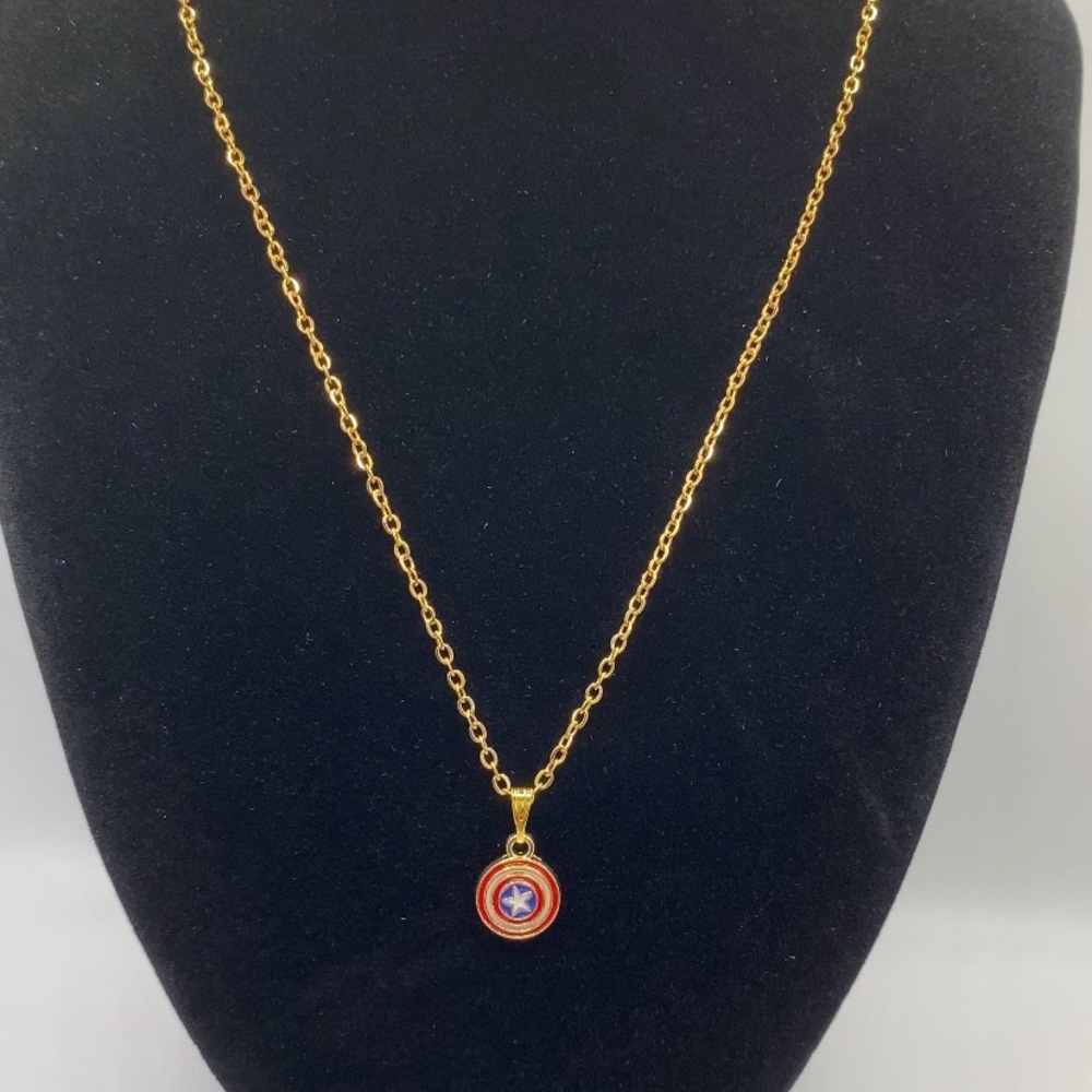 Marvel inspired Captain America Shield pendant necklace NWT